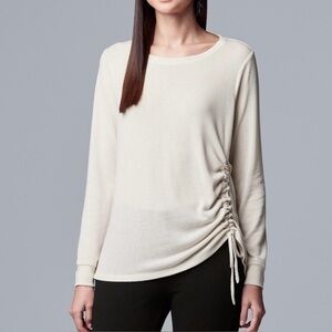 Simply Vera Wang Top Side Ruched Sweater Long Sleeve Women’s Size Medium NEW